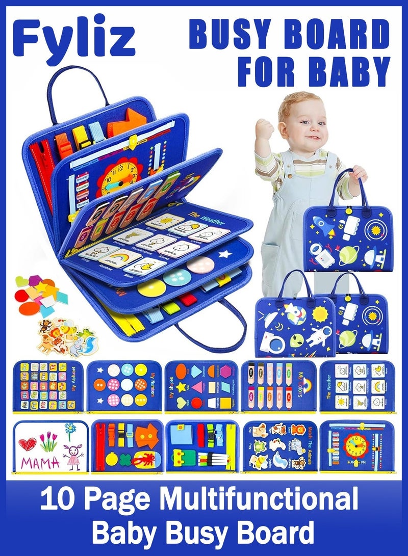 Fyliz Busy Board for Toddlers, Busy Book Montessori Toys for 1+Year Old Boys Birthday Gift - Preschool Learning Activities - Image 1